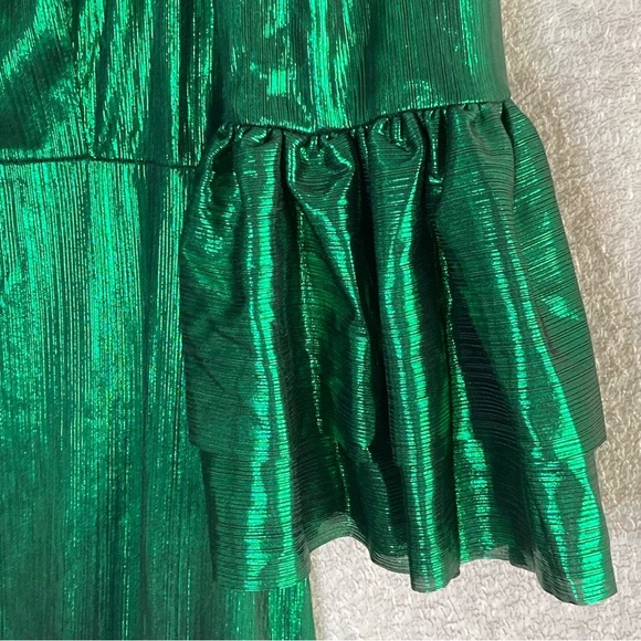 Pomander Place Lilith Dress-Emerald Green Crinkle Lurex-Women’s S & M-Formal-NEW - Picture 13 of 16